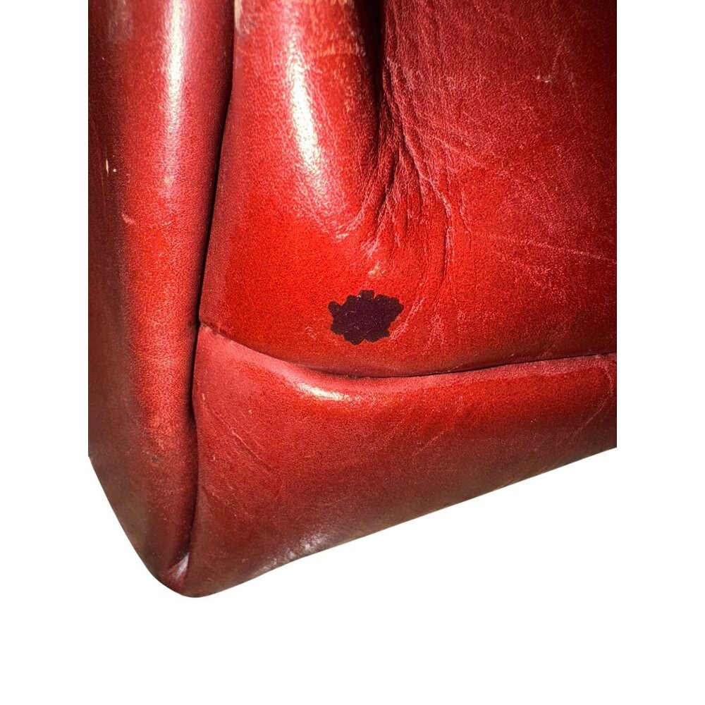 VTG Unbranded Classic Leather Tote Burgundy Everyday Carry Large Handbag Boho - Picture 5 of 10